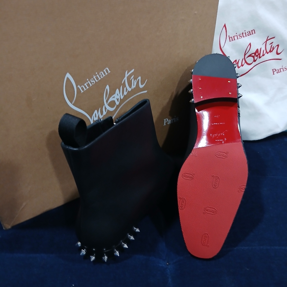 Christian Louboutin Black Boots with Red Soles and Silver Studs - Picture 7 of 7